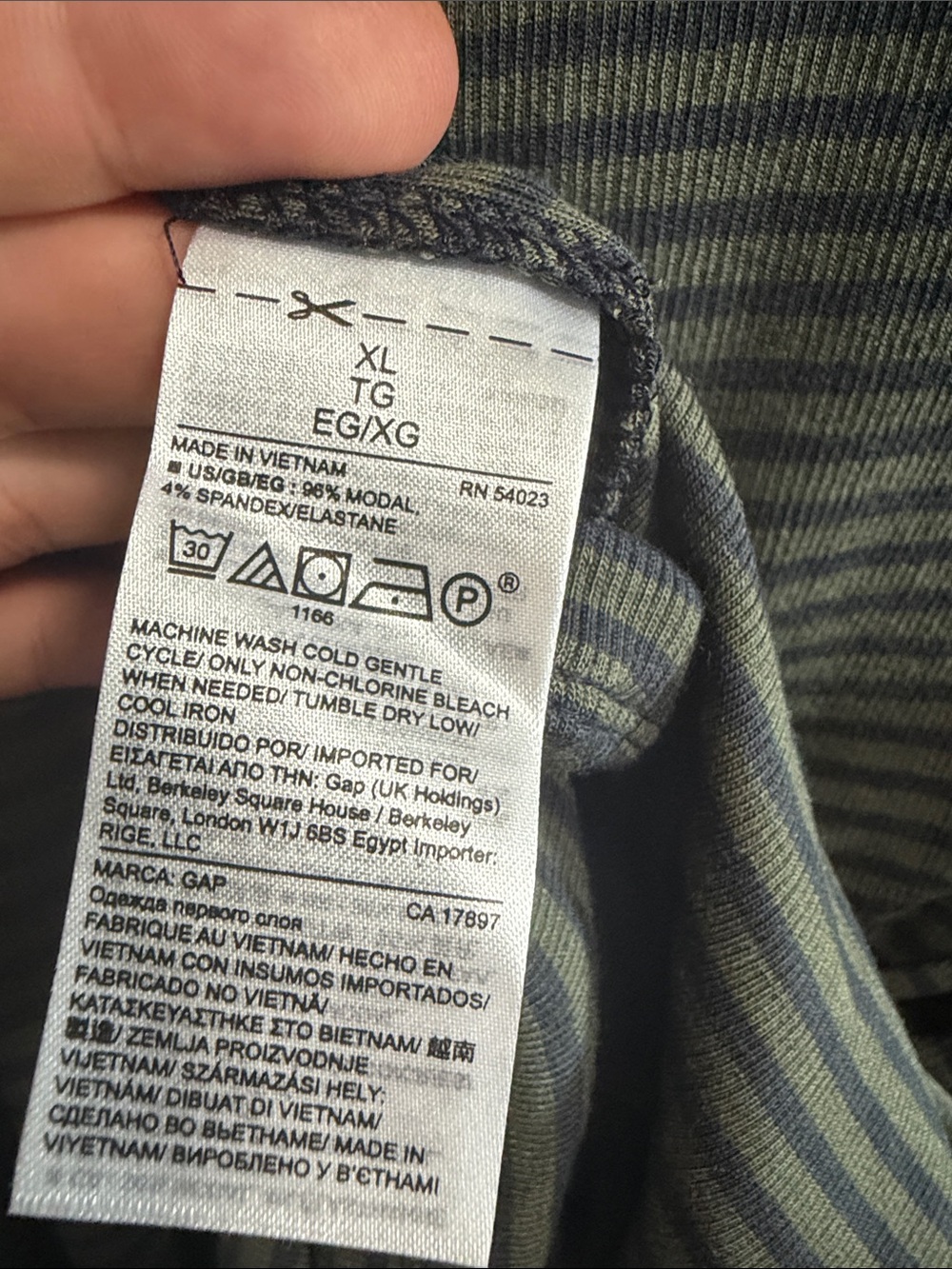 GAP Olive Green and Navy Striped Mock Neck Tank Top - Picture 5 of 6